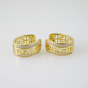 E2291 Earrings - Aretes - Zircon Stone - 14K Real Color
