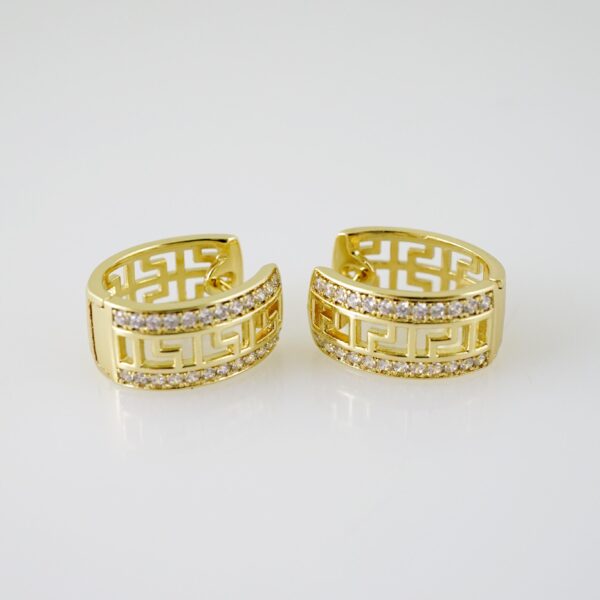 E2291 Earrings - Aretes - Zircon Stone - 14K Real Color