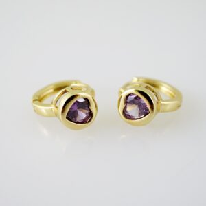 E2293 Earrings - Aretes - Zircon Stone - 14K Real Color
