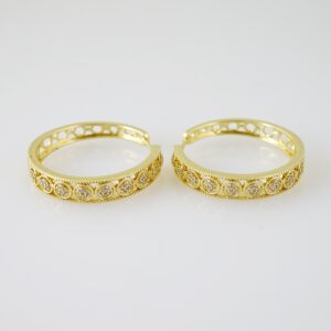 E2300 Earrings - Aretes - Zircon Stone - 14K Real Color