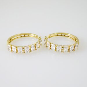 E2302 Earrings - Aretes - Zircon Stone - 14K Real Color