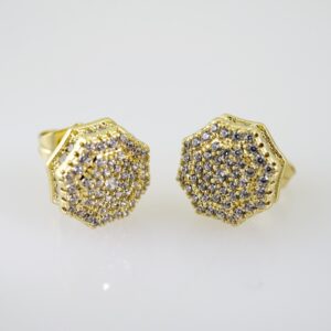 E2244 Earrings - Aretes - Zircon Stone - 14K Real Color