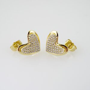 E2245 Earrings - Aretes - Zircon Stone - 14K Real Color