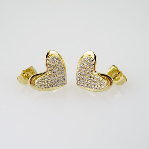 E2245 Earrings - Aretes - Zircon Stone - 14K Real Color