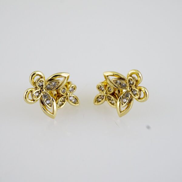 E2250 Earrings - Aretes - Zircon Stone - 14K Real Color