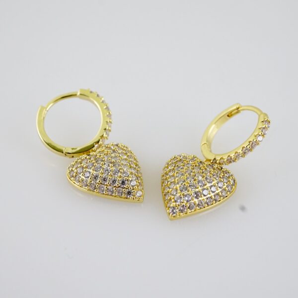 E2252 Earrings - Aretes - Zircon Stone - 14K Real Color