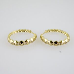 E2253 Earrings - Aretes - Zircon Stone - 14K Real Color