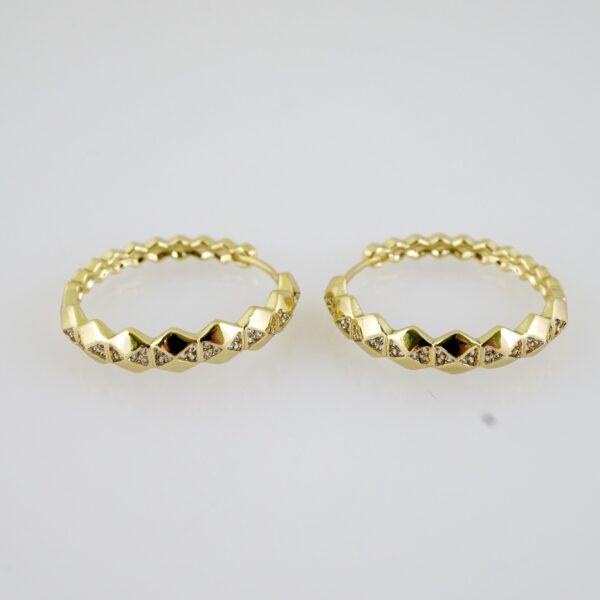 E2253 Earrings - Aretes - Zircon Stone - 14K Real Color