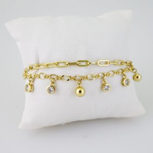 B1528 Bracelet - Pulseras - Zircon Stone - 14K Real Color