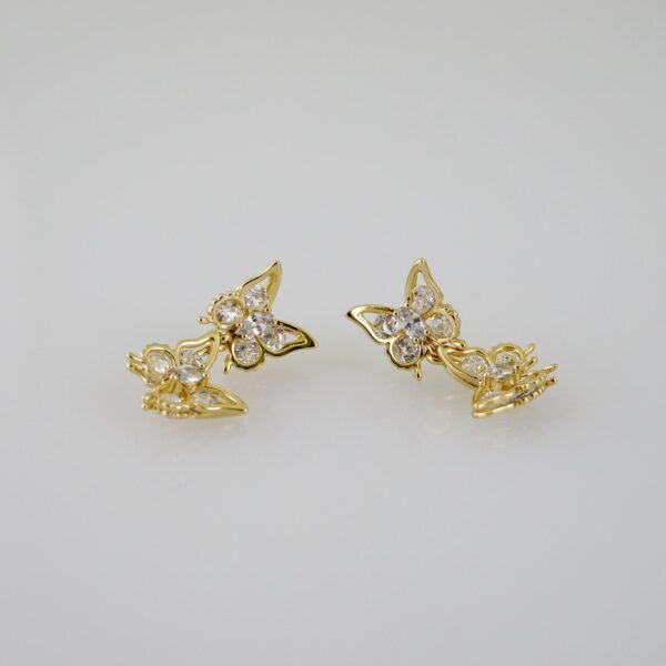 E2303 Earrings - Aretes - Zircon Stone - 14K Real Color