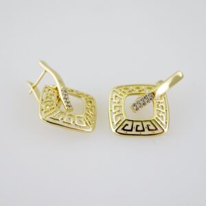 E2305 Earrings - Aretes - Zircon Stone - 14K Real Color