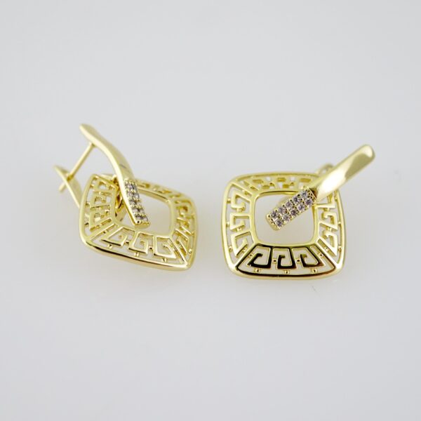 E2305 Earrings - Aretes - Zircon Stone - 14K Real Color