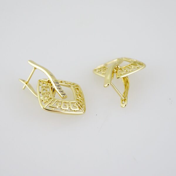 E2305 Earrings - Aretes - Zircon Stone - 14K Real Color - Image 2