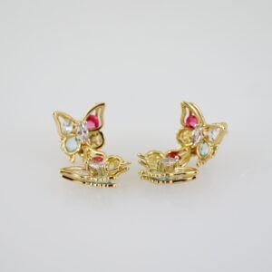 E2307 Earrings - Aretes - Zircon Stone - 14K Real Color