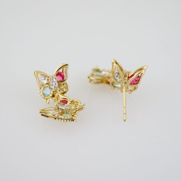 E2307 Earrings - Aretes - Zircon Stone - 14K Real Color - Image 2
