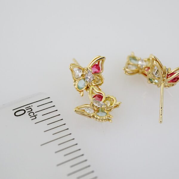 E2307 Earrings - Aretes - Zircon Stone - 14K Real Color - Image 3