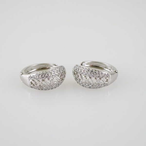 E2309 Earrings - Aretes - Zircon Stone - Silver Color