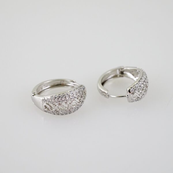 E2309 Earrings - Aretes - Zircon Stone - Silver Color - Image 2
