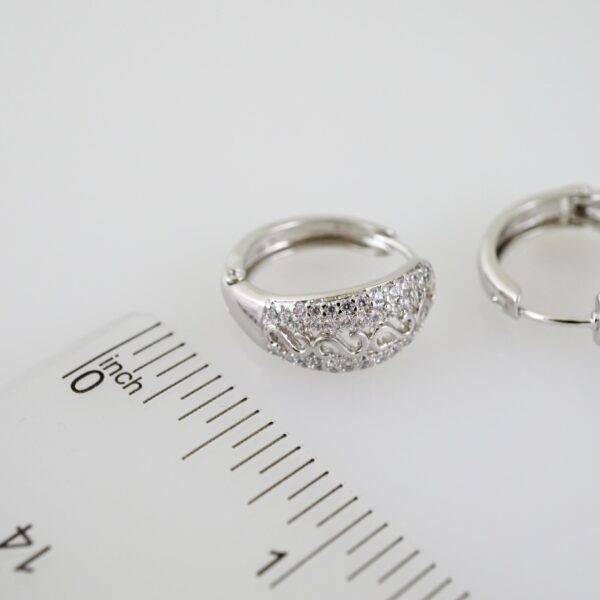 E2309 Earrings - Aretes - Zircon Stone - Silver Color - Image 3