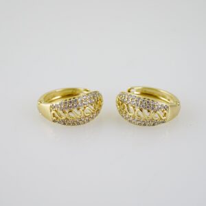 E2312 Earrings - Aretes - Zircon Stone - 14K Real Color