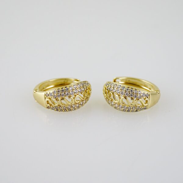 E2312 Earrings - Aretes - Zircon Stone - 14K Real Color