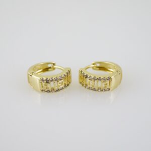 E2313 Earrings - Aretes - Zircon Stone - 14K Real Color
