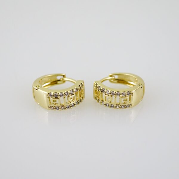E2313 Earrings - Aretes - Zircon Stone - 14K Real Color