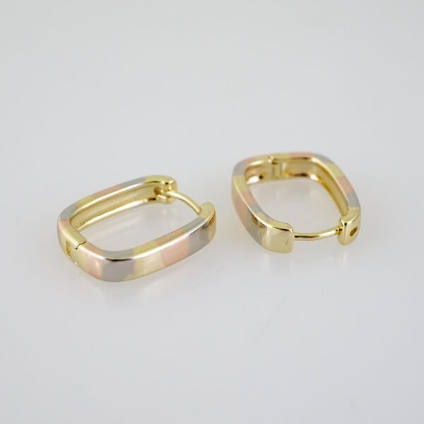 E2314 Earrings - Aretes - Three Tone - Plain - Image 2