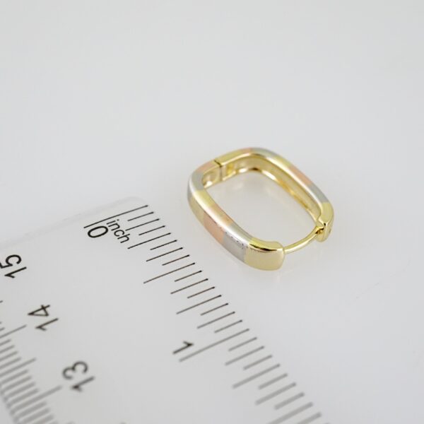 E2314 Earrings - Aretes - Three Tone - Plain - Image 3