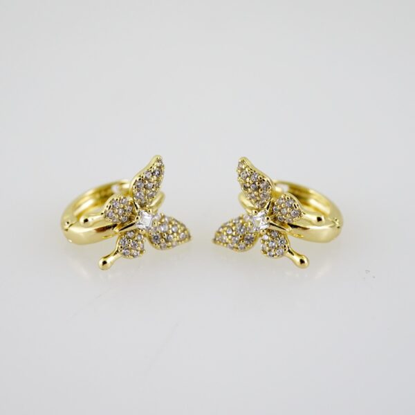 E2317 Earrings - Aretes - Zircon Stone - 14K Real Color