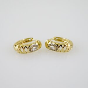E2318 Earrings - Aretes - Zircon Stone - 14K Real Color