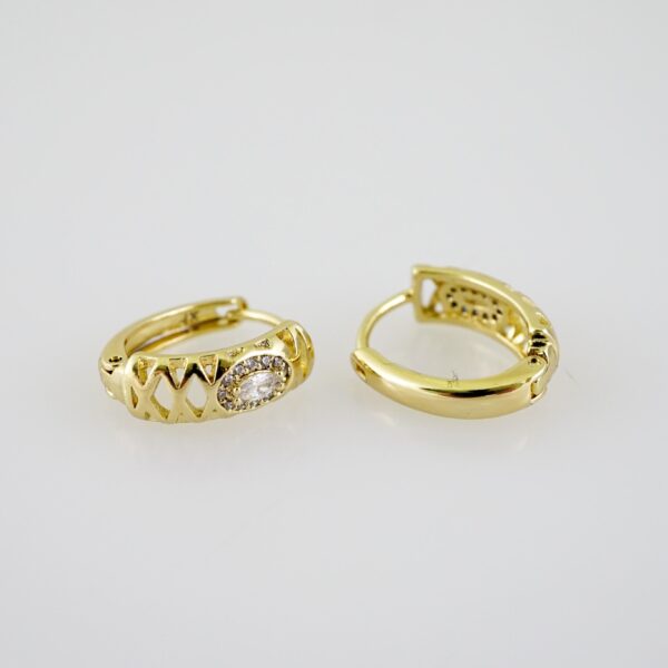 E2318 Earrings - Aretes - Zircon Stone - 14K Real Color - Image 2