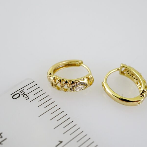 E2318 Earrings - Aretes - Zircon Stone - 14K Real Color - Image 3