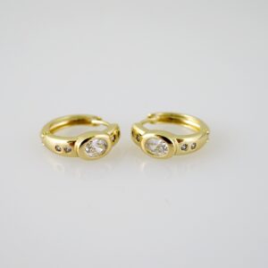 E2321 Earrings - Aretes - Zircon Stone - 14K Real Color