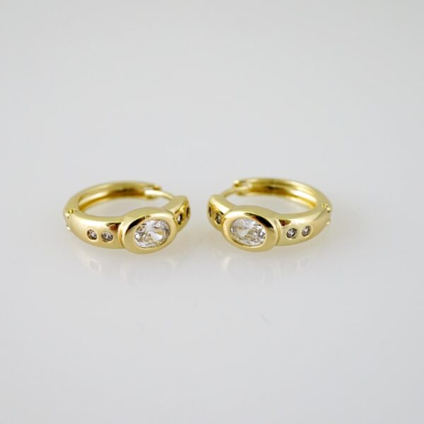 E2321 Earrings - Aretes - Zircon Stone - 14K Real Color