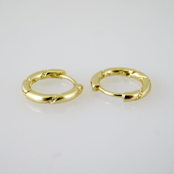 E2323 Earrings - Aretes - Plain - 14K Real Color - Image 2