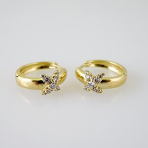 E2326 Earrings - Aretes - Zircon Stone - 14K Real Color
