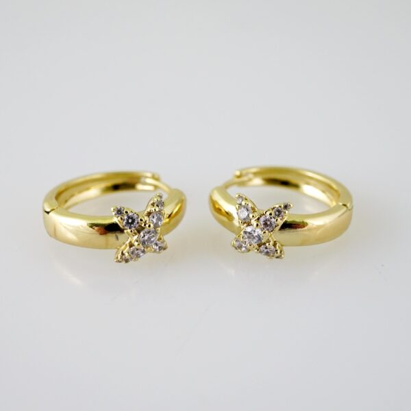 E2326 Earrings - Aretes - Zircon Stone - 14K Real Color