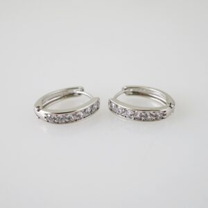 E2327 Earrings - Aretes - Zircon Stone - Silver Color