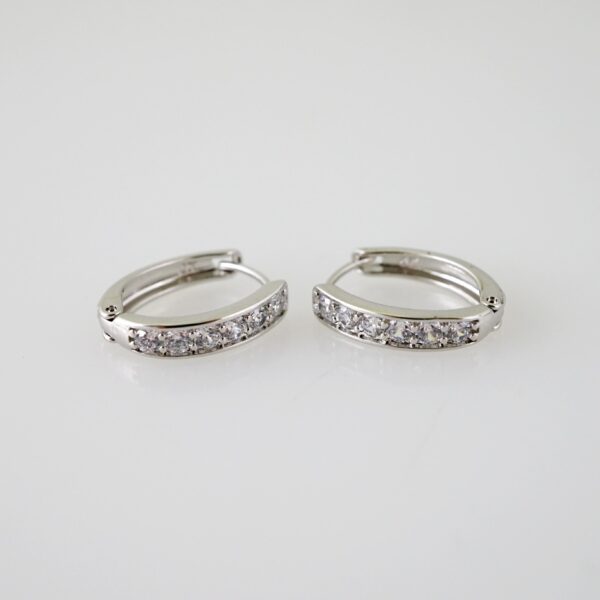 E2327 Earrings - Aretes - Zircon Stone - Silver Color