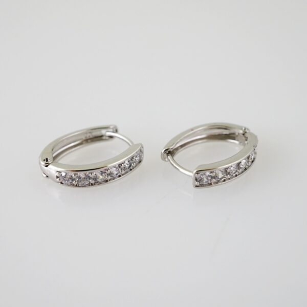 E2327 Earrings - Aretes - Zircon Stone - Silver Color - Image 2