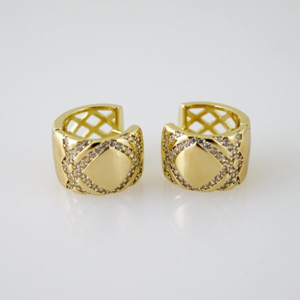 E2328 Earrings - Aretes - Zircon Stone - 14K Real Color