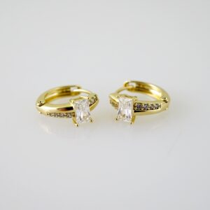 E2329 Earrings - Aretes - Zircon Stone - 14K Real Color