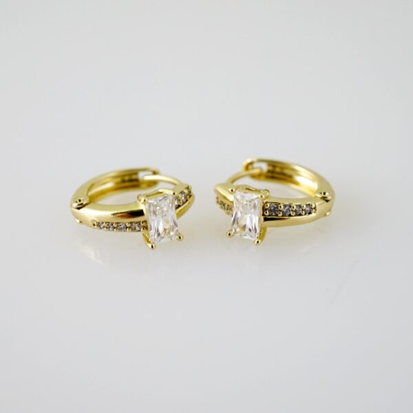 E2329 Earrings - Aretes - Zircon Stone - 14K Real Color