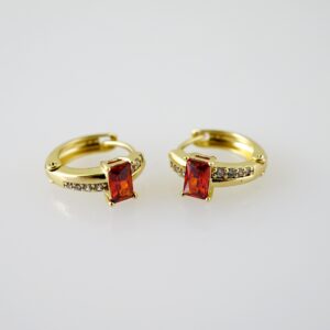E2330 Earrings - Aretes - Zircon Stone - 14K Real Color