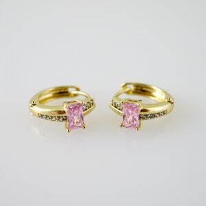 E2331 Earrings - Aretes - Zircon Stone - 14K Real Color