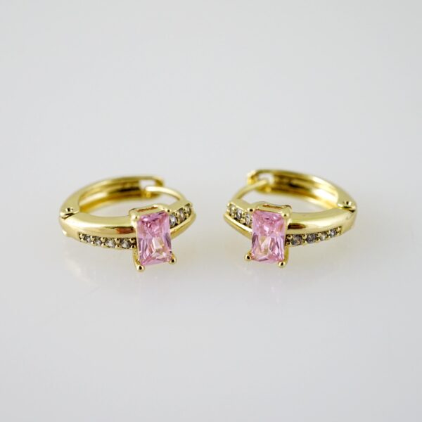E2331 Earrings - Aretes - Zircon Stone - 14K Real Color