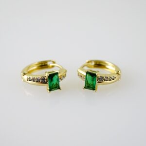 E2332 Earrings - Aretes - Zircon Stone - 14K Real Color
