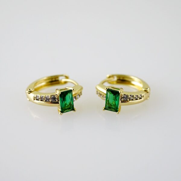 E2332 Earrings - Aretes - Zircon Stone - 14K Real Color
