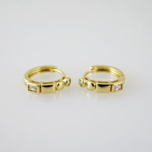 E2333 Earrings - Aretes - Zircon Stone - 14K Real Color